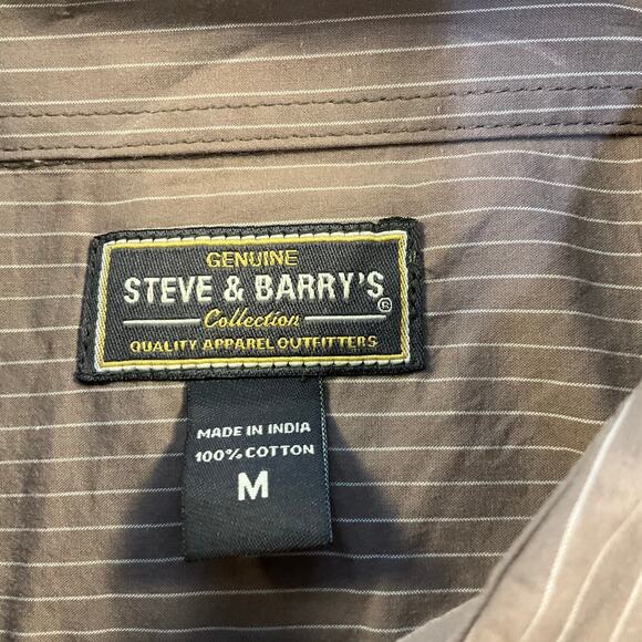 Steve & Barry’s Button Down Bundle Size M Classic Striped Brown Aqua Casual - Picture 13 of 16